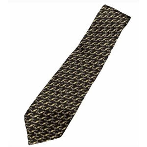 Valentino Cravatte Tie Mens Black Gold‎ Abstract Pattern Made in Italy Designer